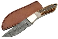 Stag 8" Damascus Blade Hunter Knife