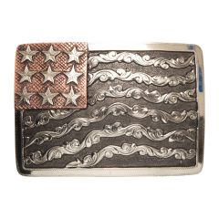 And West “Denali” Scrolled Waving American Flag Buckle