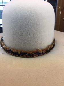 Artemis Hand Stitched Rooster Tail Feather Hatband