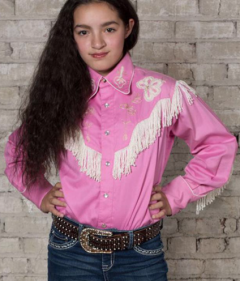 Rockmount Kid's Embroidered Fringe Pink Western Shirt