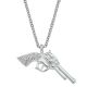 Silver Pistols with Rhinestone Handles Necklace