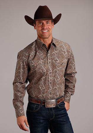 Stetson Men'S Leather Paisley  Shirt