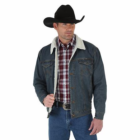 Wrangler Sherpa Lined Rustic Denim Jacket-s