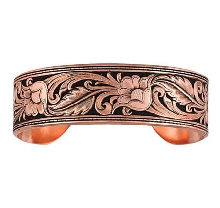 Montana Silversmiths Burnished Leather Cut Floral Cuff Bracelet