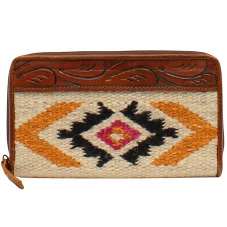 Ariat Multicolored Wool Blanket Tooled Wallet