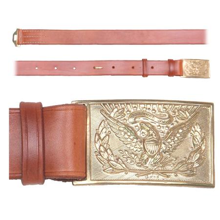 U.s. Belt W/ Officers Plate Brown
