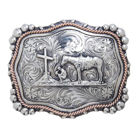 And West “mission” Praying Cowboy Buckle