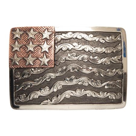 And West “denali” Scrolled Waving American Flag Buckle