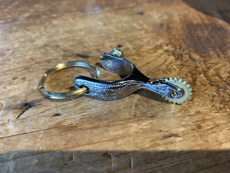 Etched Chrome Spur Keychain