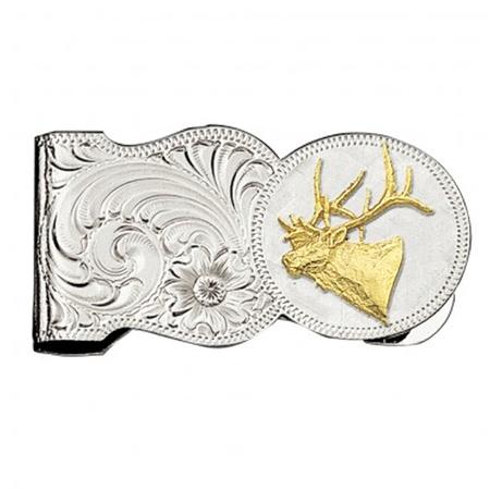 Elk Head Scalloped Money Clip