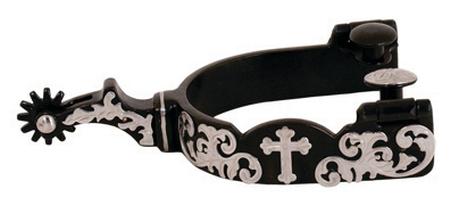 Black Satin Floral Cross 3/4