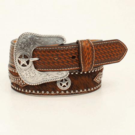 Nocona Lone Star Concho Calf Hair Belt