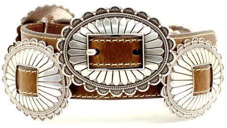 Nocona® Ladies' Brown Leather With Silver Conchos Belt