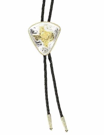 Crumrine Western Bolo Neck Tie Texas Silver Gold