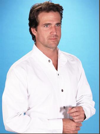 Men'S 100% Cotton Banded Collar Shirt-white-s