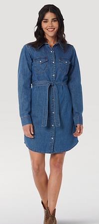 Wrangler Women'S Denim Dress-dark Denim-s