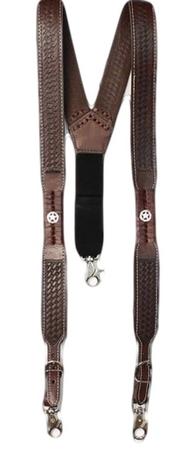 Gallus Sorrel Embossed Suspenders With Star Concho
