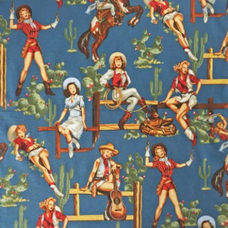 Rockmount Vintage Cowgirl Western Cotton Bandana In Blue
