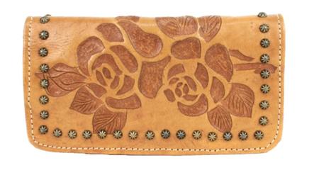 American West Texas Rose Leather Tri-fold Wallet