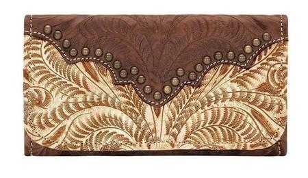 American West Annie'S Secret Collection Ladie'S Tri-fold Wallet Cream