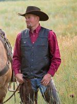 Drover Black Leather Concealed Carry Vest