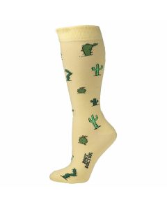 Boot Doctor Yellow Over The Calf Boot Sock w Cactus Pattern